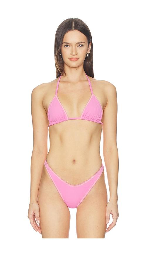 frankies bikinis nick ribbed top in pink.