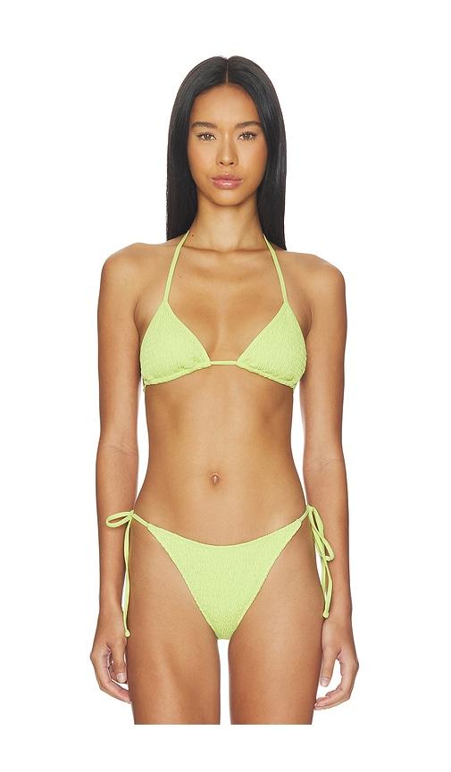 frankies bikinis nick smocked bikini top in yellow.
