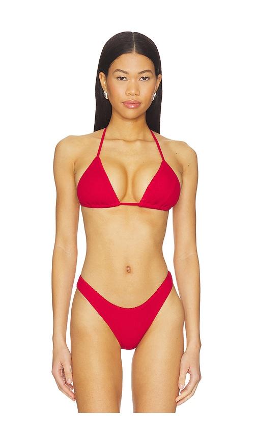 frankies bikinis nick thermal top in red.