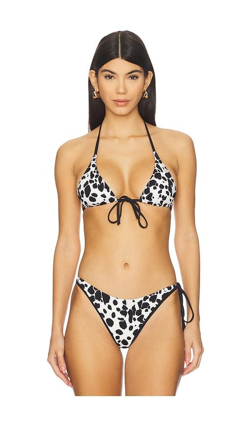 frankies bikinis paradise triangle bikini top in brown.