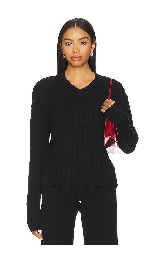 frankies bikinis prince cable knit sweater in black.