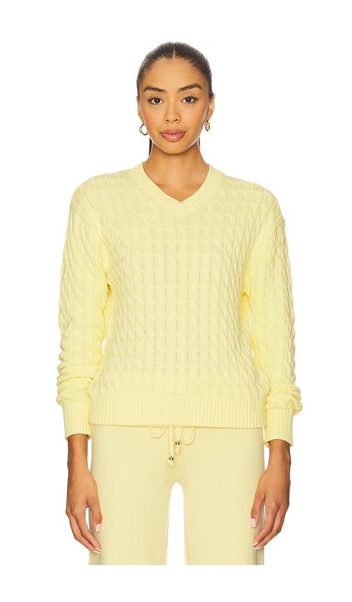 frankies bikinis prince cable knit sweater in yellow.
