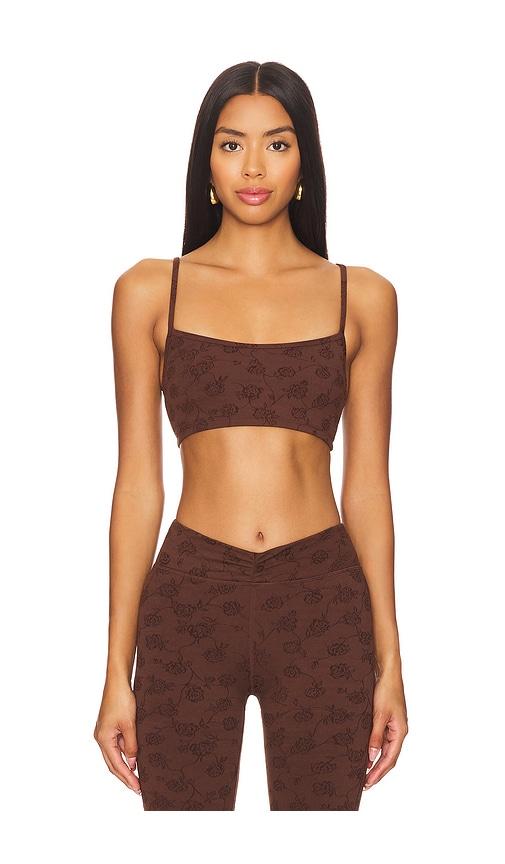 frankies bikinis reine shine jacquard bralette in brown.