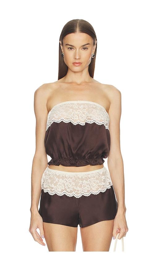 frankies bikinis rosie silk sleeveless blouse in chocolate.