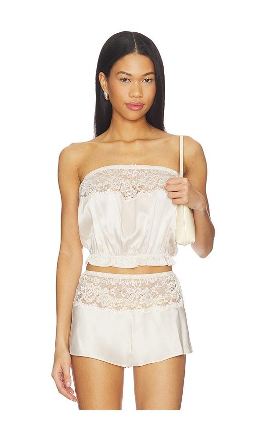 frankies bikinis rosie silk sleeveless blouse in cream.