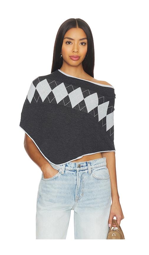 frankies bikinis scout knit poncho in grey.