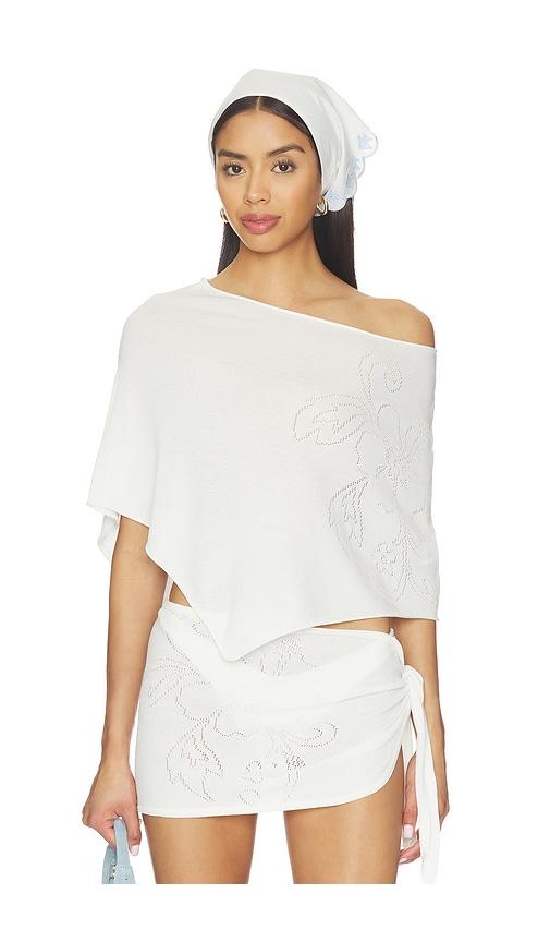 frankies bikinis scout knit poncho in white.