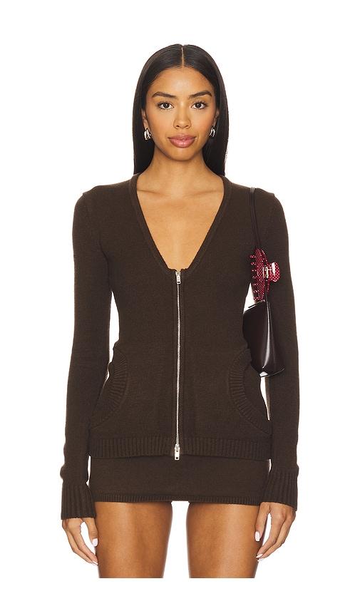 frankies bikinis sienna cloud knit sweater in brown.