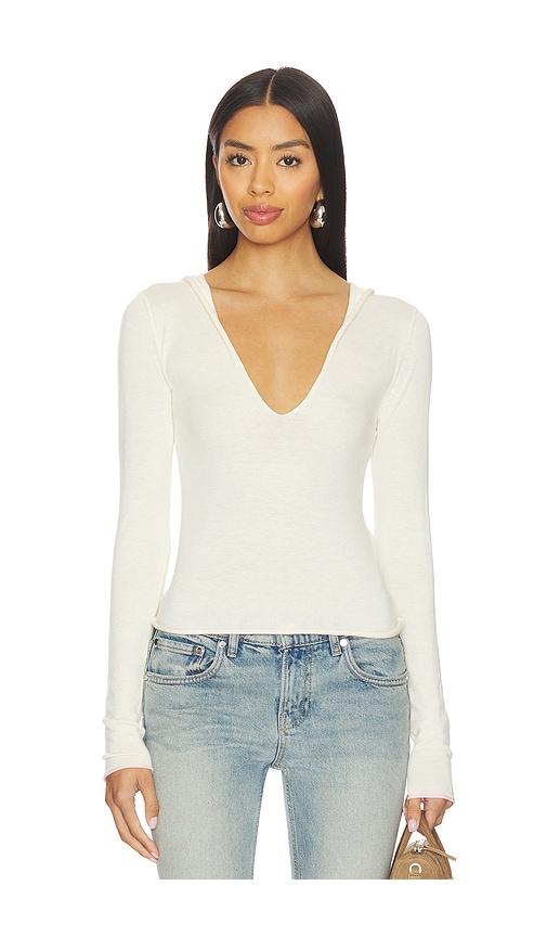 frankies bikinis sloane knit hoodie in white.
