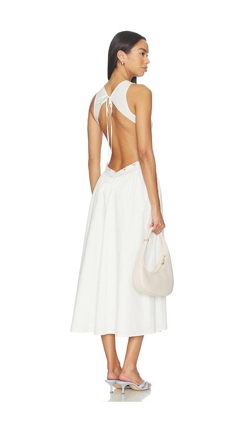 frankies bikinis soleil cotton midi dress in white.