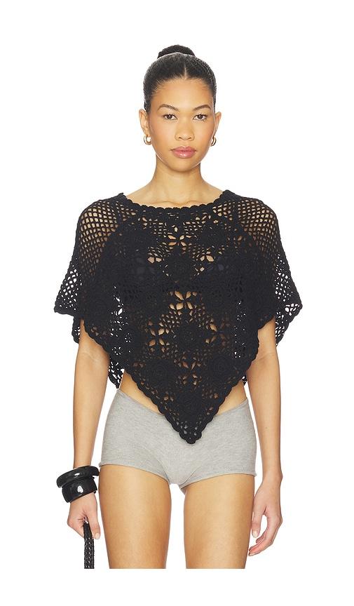 frankies bikinis sophie crochet poncho in black.