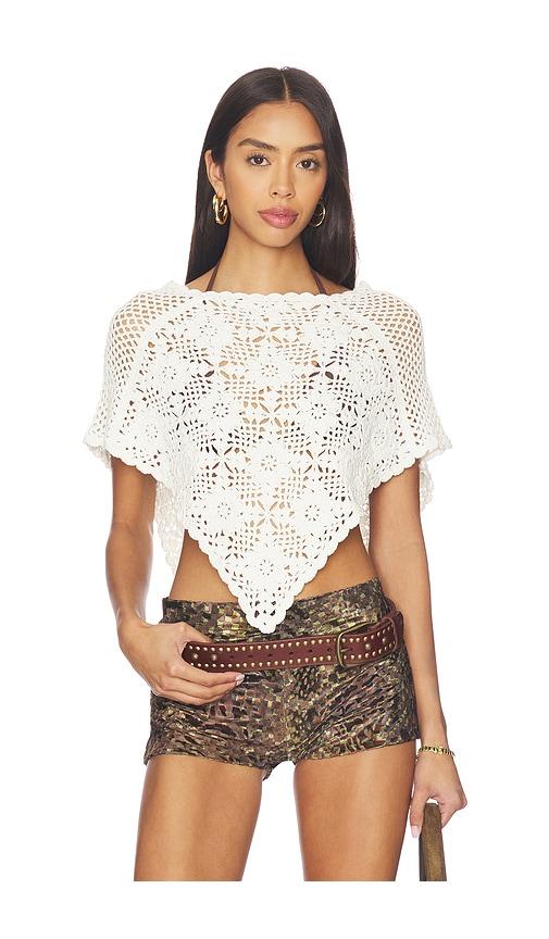 frankies bikinis sophie crochet poncho in white.