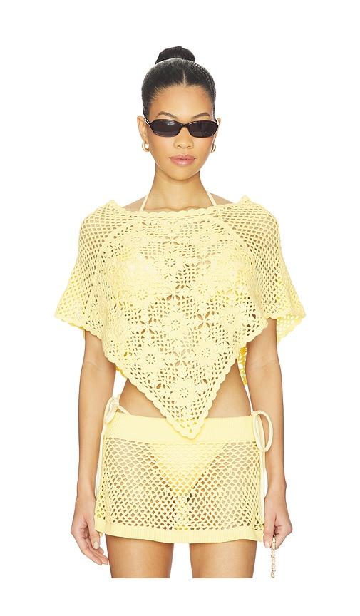 frankies bikinis sophie crochet poncho in yellow.