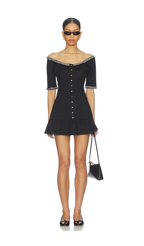 frankies bikinis sweet dreams poplin mini dress in black.