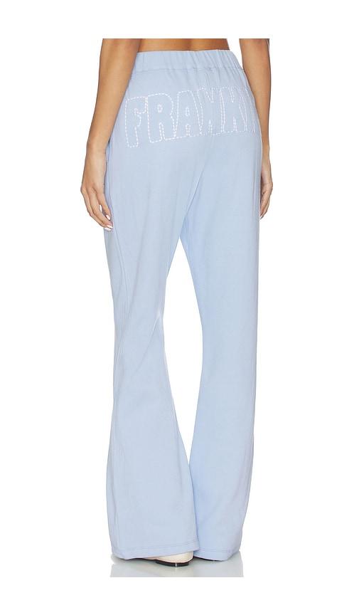 frankies bikinis travel day cotton pant in baby blue.