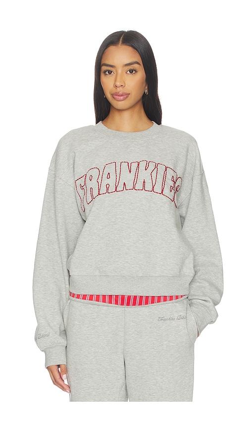 frankies bikinis travel day crewneck pullover in grey.