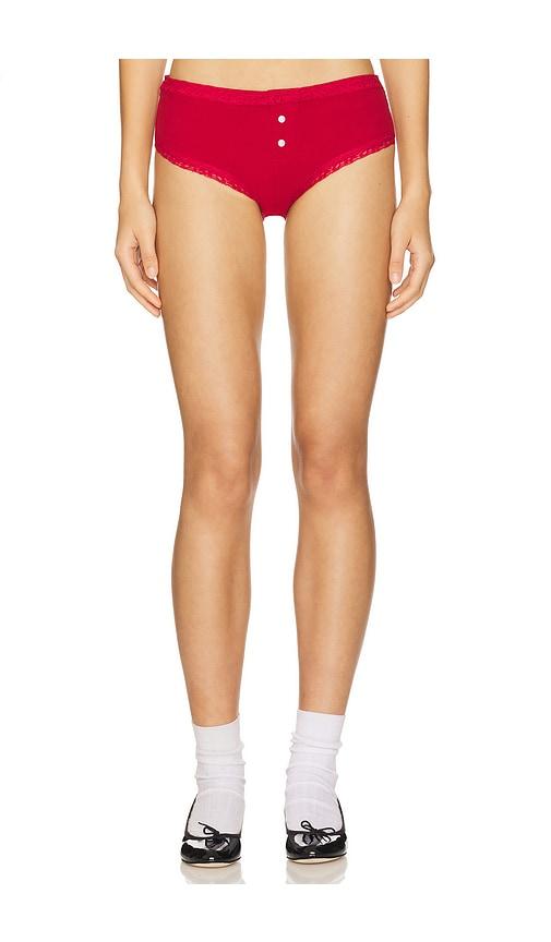 frankies bikinis x bella hadid bluebell rib short in red.