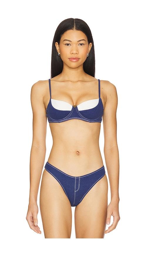 frankies bikinis x bella hadid jolene bikini top in blue.
