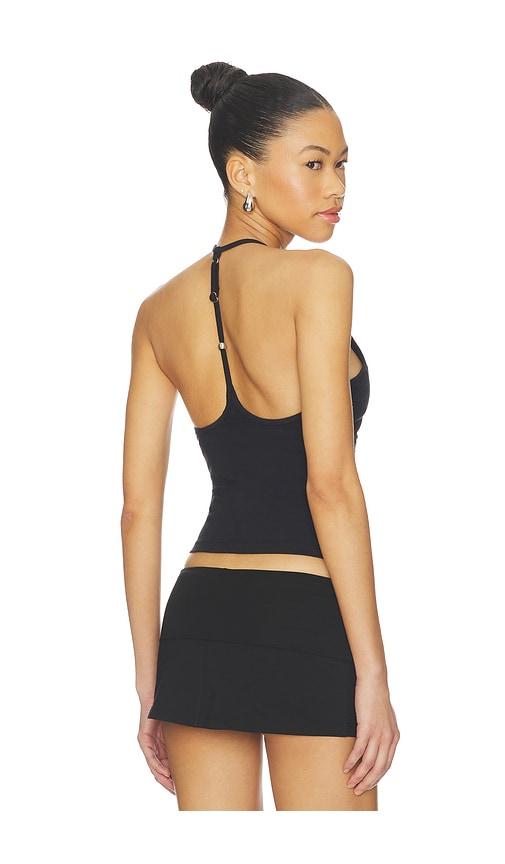 frankies bikinis x jennie chantal halter cotton jersey top in black.