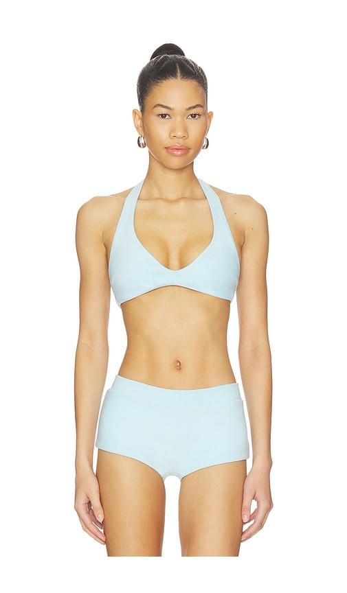 frankies bikinis x jennie malia terry top in baby blue.
