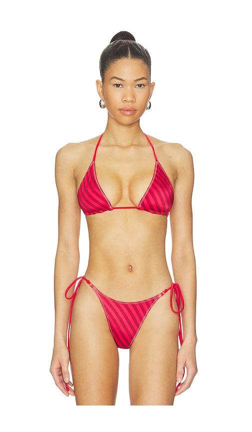 frankies bikinis x jennie nick satin top in red.