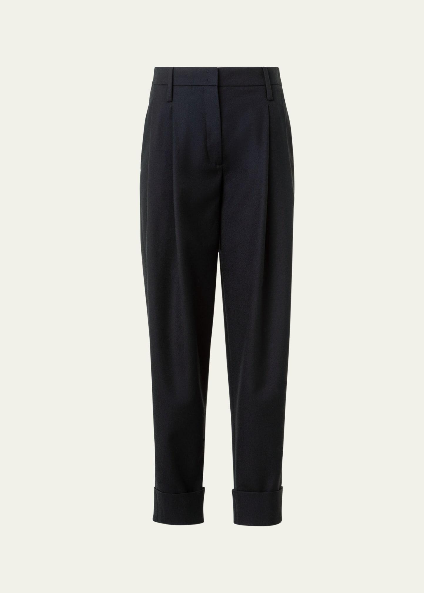 franklyn pleated wool tricotine tapered-leg pants