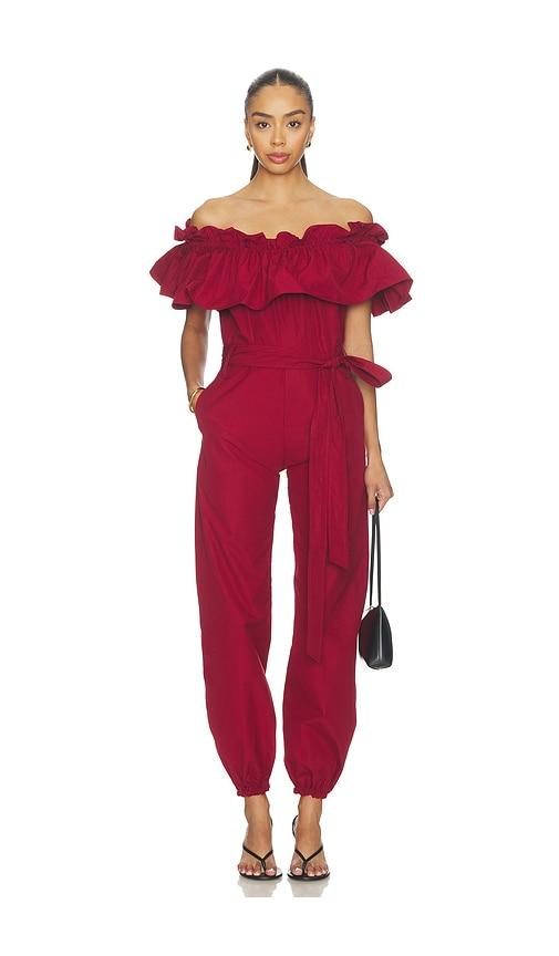 franoise sadie jumpsuit in red.