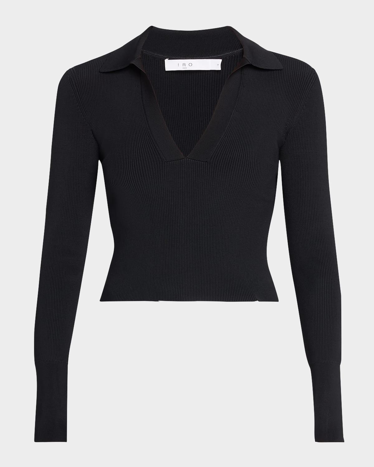 fraya ribbed long-sleeve crop top