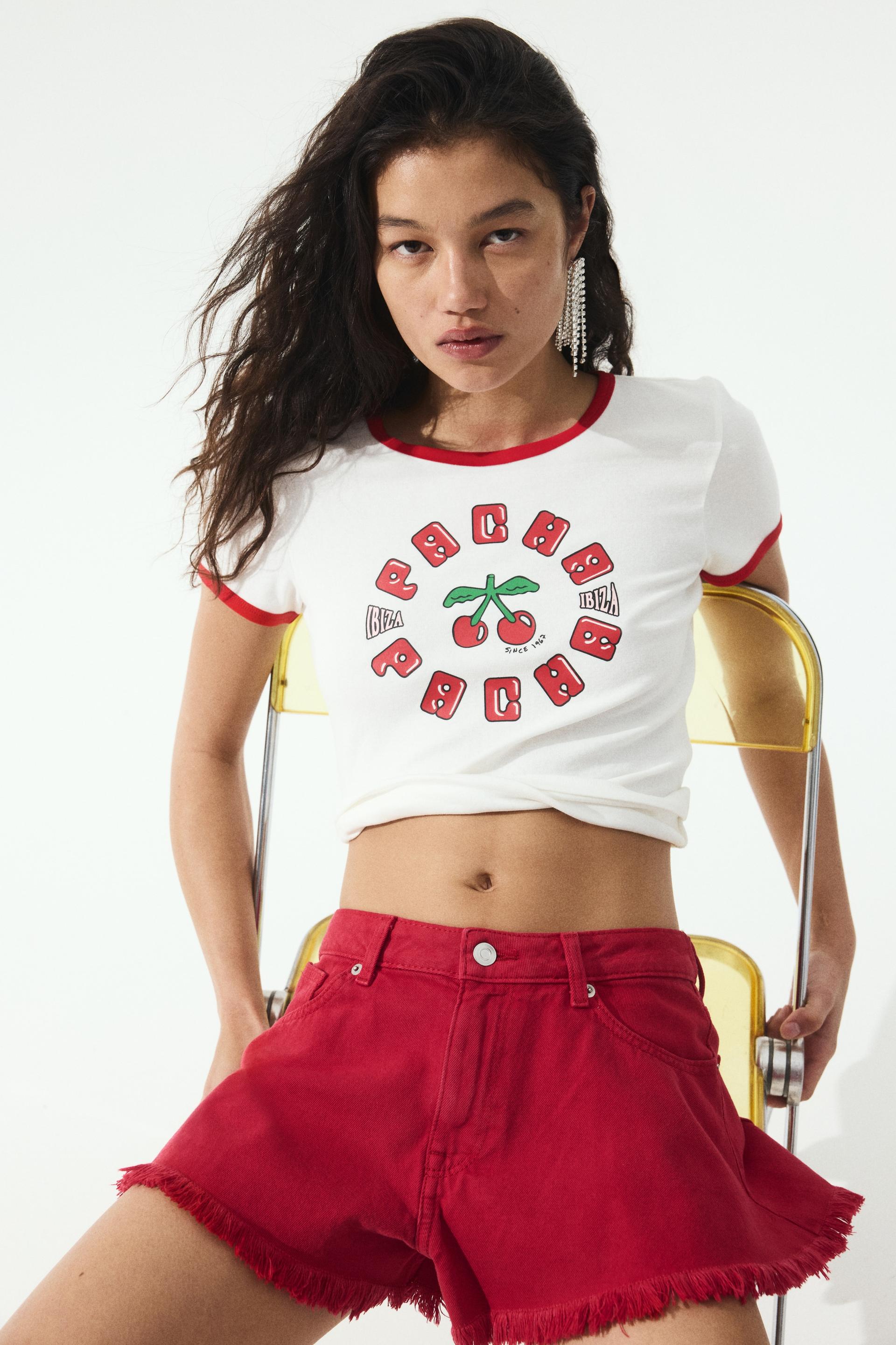 frayed-edge denim shorts