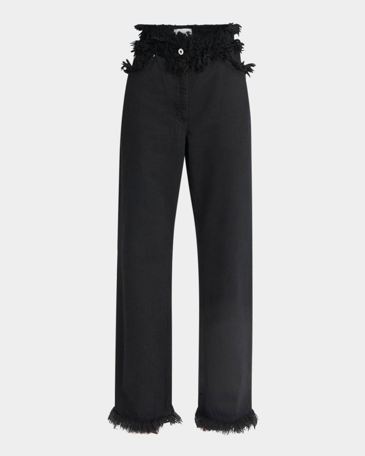 frayed high-rise straight-leg pants