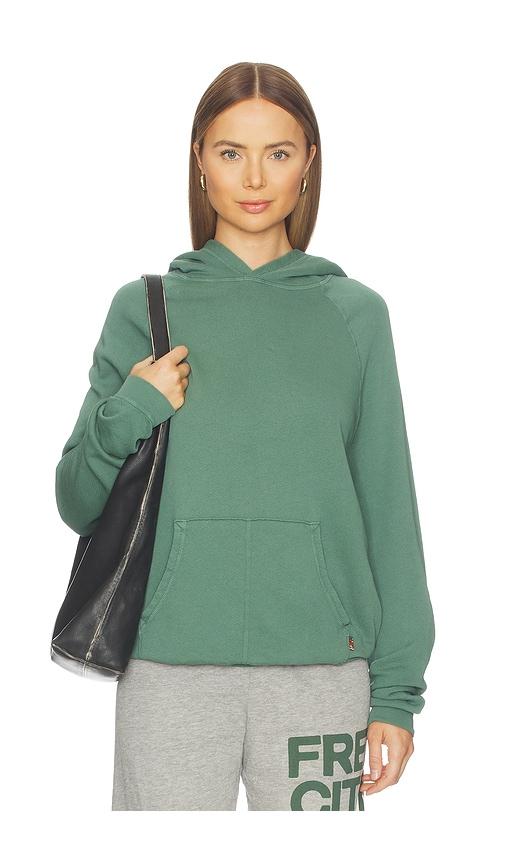 free city basicgoodness fluff hoodie in green.