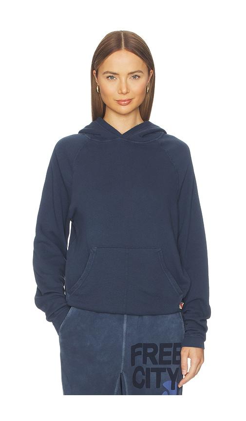free city basicgoodness fluff hoodie in navy.