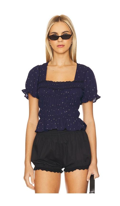 free people adore you blouse in navy.