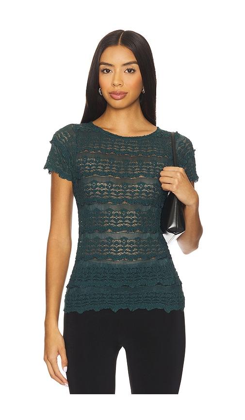 free people angelina lace tee in dark green.