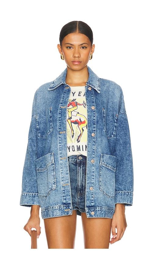 free people avery denim jacket in denim-medium.
