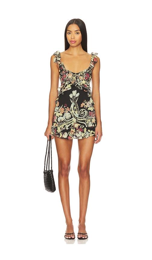 free people bali flora mini dress in black combo in black.