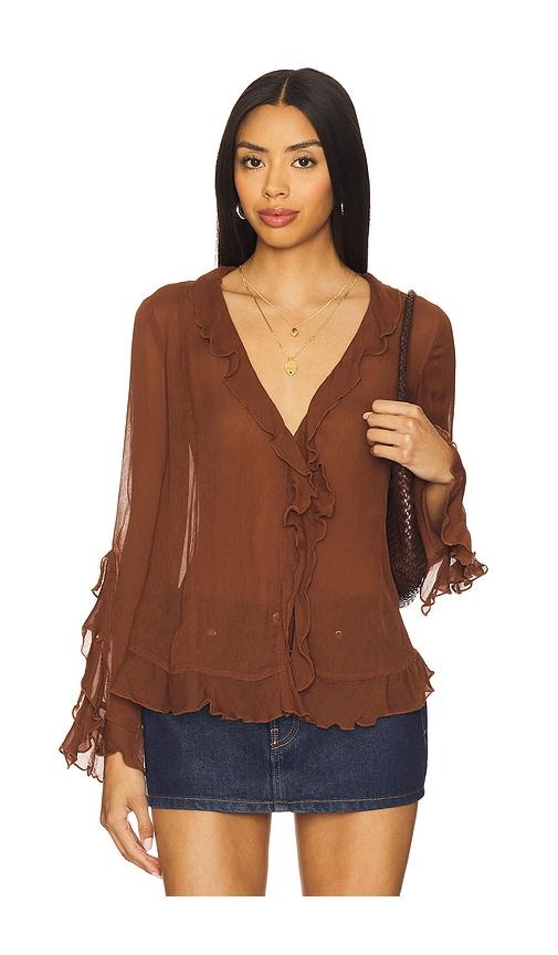 free people bali tulula chiffon top in brown.