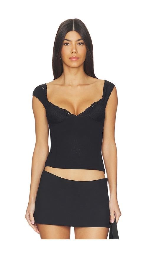 free people blush hour tee in black.