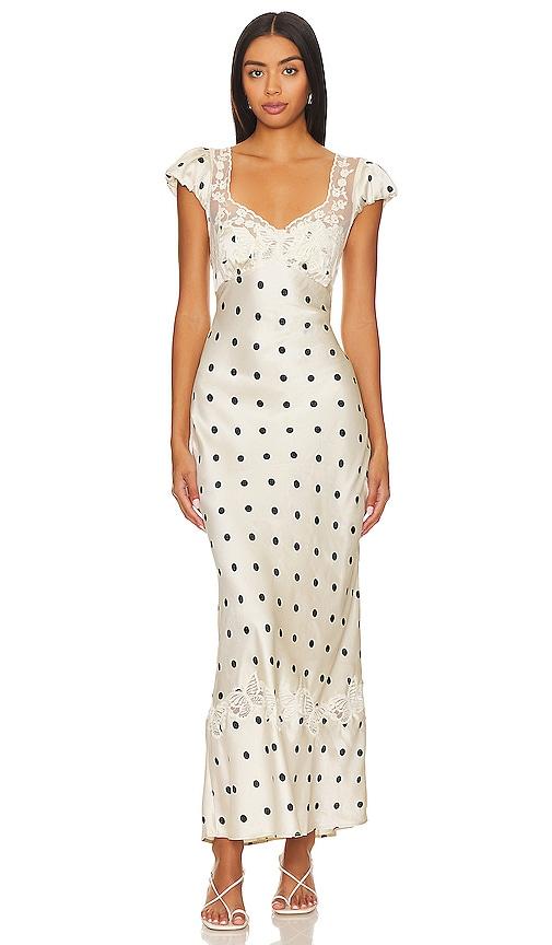free people butterfly babe midi dress in ivory.