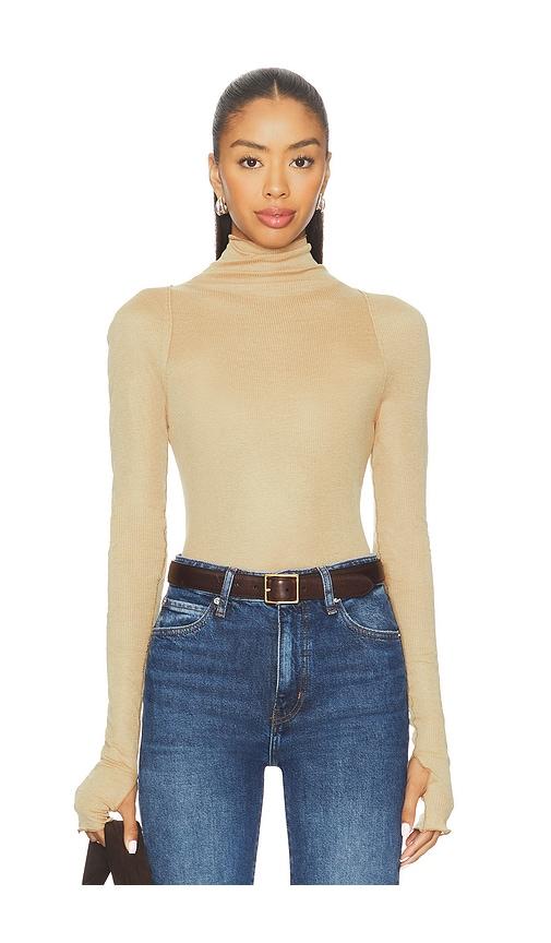 free people close to home layering top in tan.