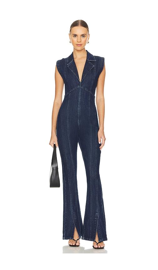 free people crvy ring the alarm one piece in siren in denim-dark.