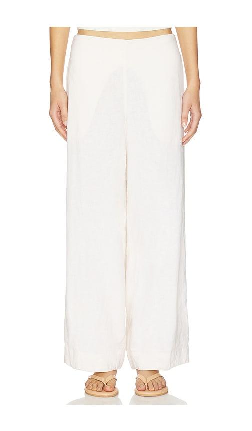 free people demi cotton linen pant in ivory.