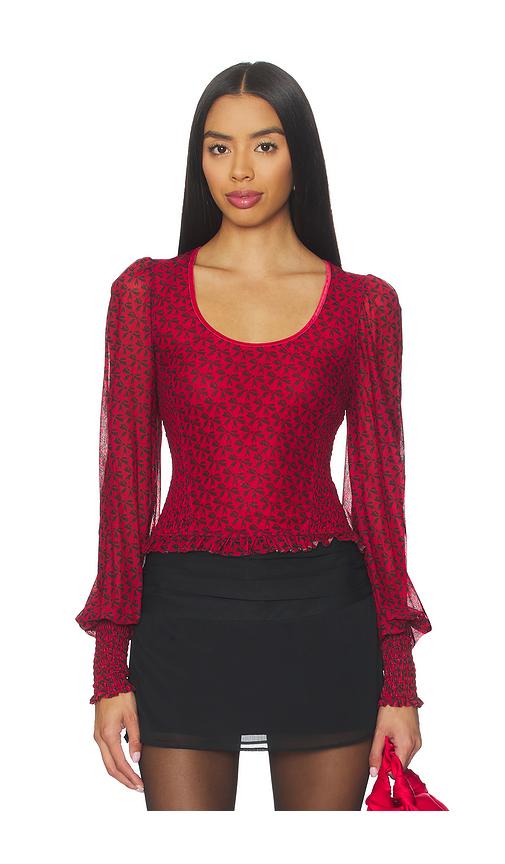 free people dottie knit top in red.
