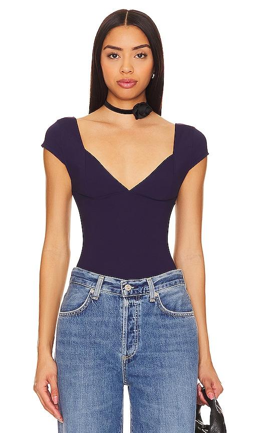 free people duo corset cami in navy.