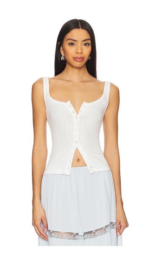 free people end game pointelle tank in white.
