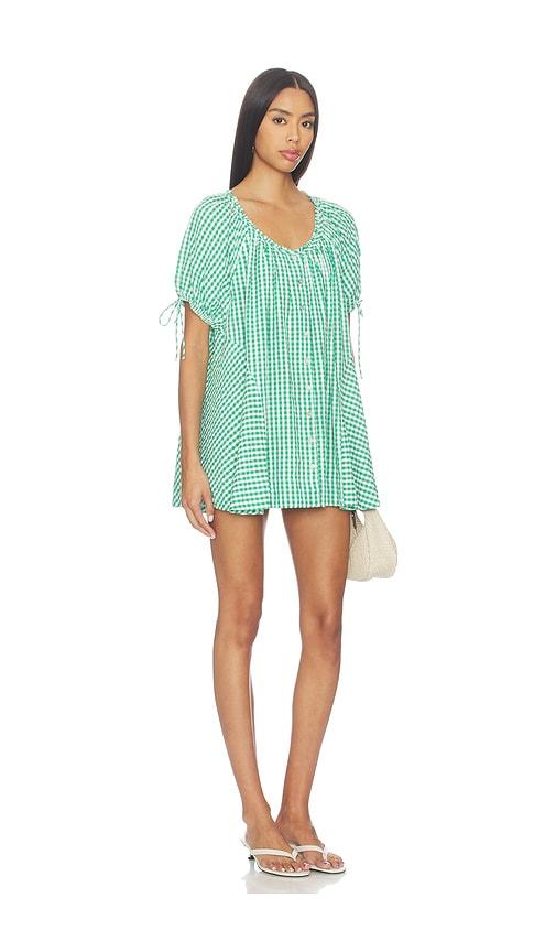 free people farley gingham dress in green.