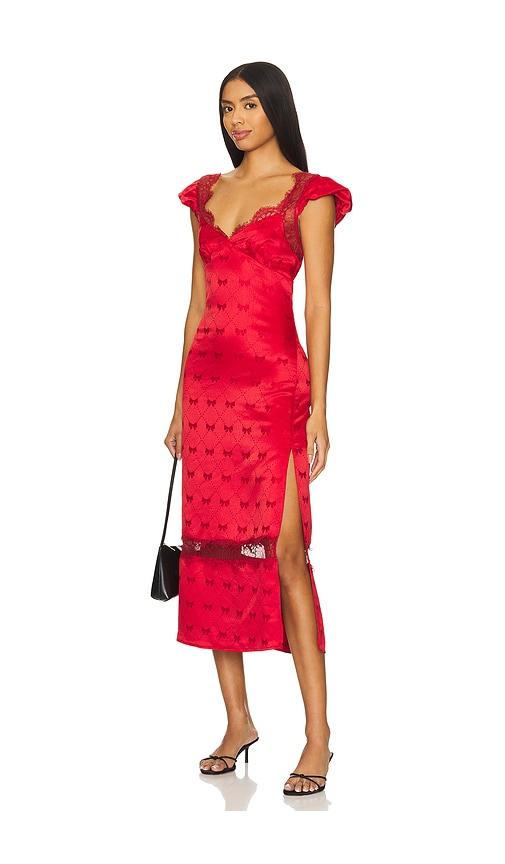 free people foolish heart midi dress in red.
