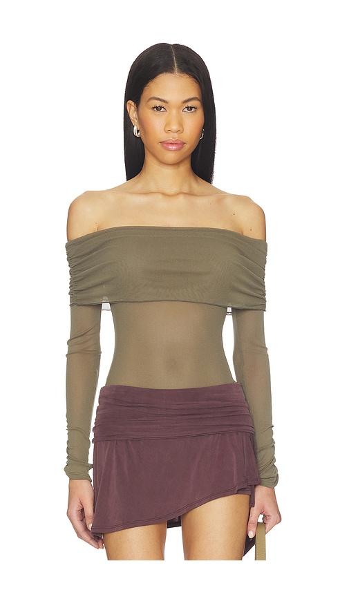 free people forget me not bodysuit in olive.