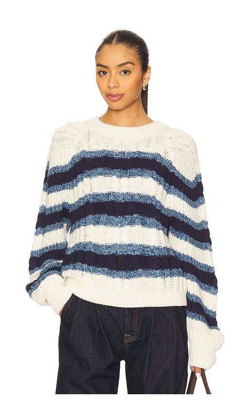 free people frankie cable striped pullover in ivory.