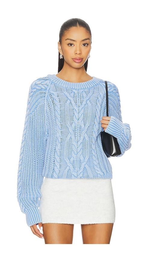 free people frankie cable sweater in blue.